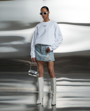 Off-White Белый свитшот с вышивкой OWBA055S24FLE002