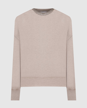 Brunello Cucinelli Бежевий джемпер з кашеміру з ланцюжком моніль M12190100