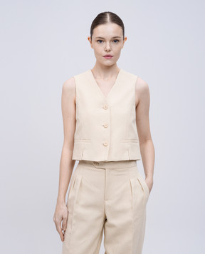 Twinset Жовтий жилет з льоном 251TP2761
