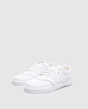 Dolce&Gabbana Детские белые кожаные кроссовки с монограммой логотипа. DA5263A11602936