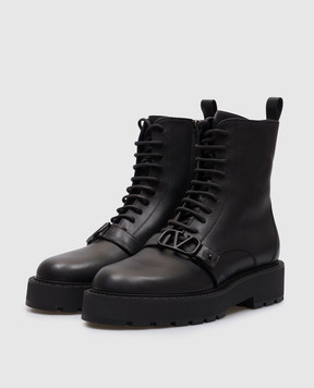Valentino Черные кожаные ботинки с логотипом Vlogo Signature 5W0S0KT9EQC