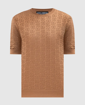 Dolce&Gabbana Коричневий джемпер із шовку у візерунок GXX03TJBSKE