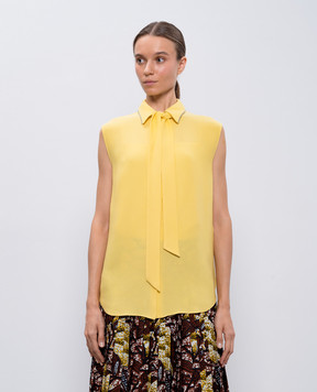 Christian Dior Жовтий топ із шовку з намистинами 7C21589X1630