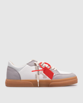 Off-White Белые кожаные кеды NEW VULCANIZED с логотипом OMIA293S25LEA001