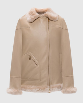 Be Florence Бежевая дубленка в стиле косухи BE2465