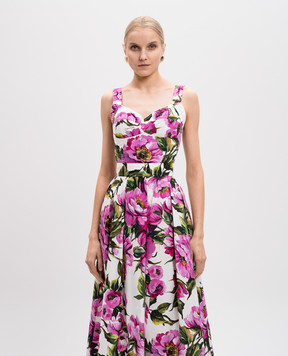 Dolce&Gabbana Белый топ-бюстье в цветочный принт. F7W98THS5S3