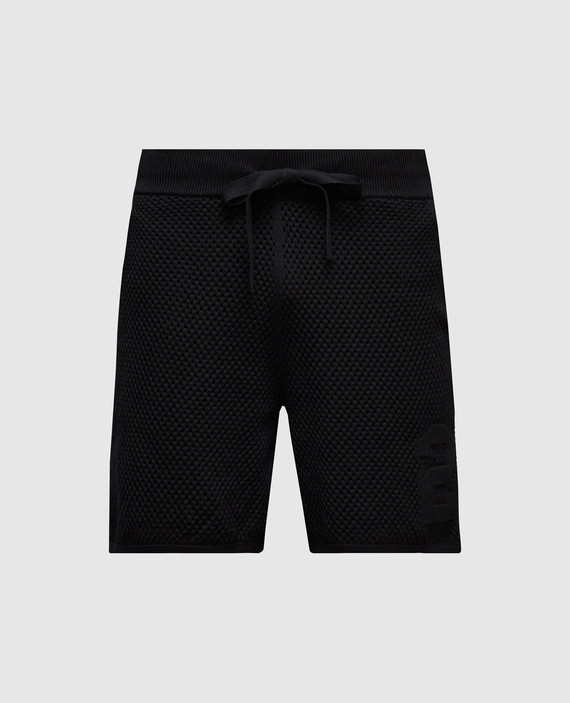 Black openwork shorts with textured pattern 22