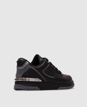 Versace Черные кожаные кроссовки Greca 10205931A14615
