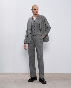 Christian Dior Штани з вовни у віндзорську клітинку з відворотами 411P01A1376