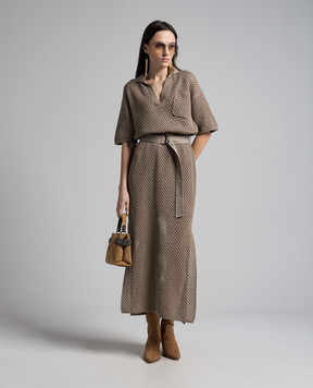 Brunello Cucinelli Коричнева ажурна сукня M78764A95