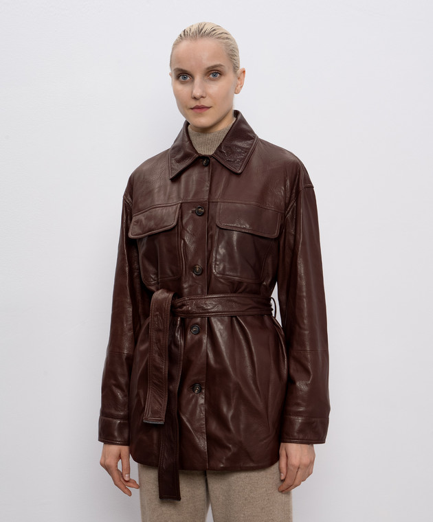 Brunello Cucinelli - Коричневая кожаная куртка MPMUL7453P купить в