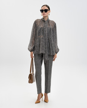 Dolce&Gabbana Блуза из шелка с воротником-аскот F5R62TIS1ZN