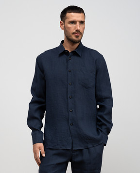 Cashmere&Whiskey Синяя рубашка из льна 0331900195