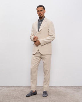 Brunello Cucinelli Бежевый костюм из льна MW431LDWHP