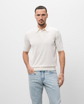 Dolce&Gabbana Біле поло із шовку з вишивкою логотипа GXZ02ZJBSK3