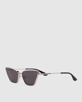 Alexander McQueen Серебристые очки T-Bar Cat-Eye 821690I3330