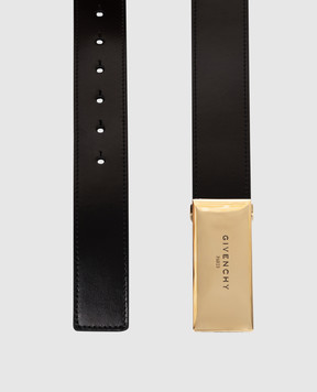 Givenchy Черный кожаный глянцевый ремень с логотипом BB409BB13A