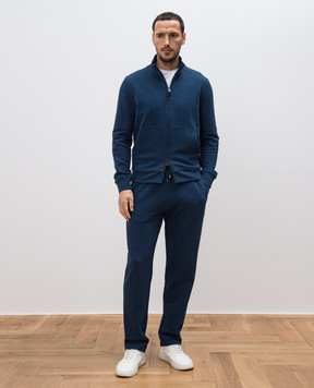 Canali Синя меланжева спортивна куртка з емблемою логотипа MJ02249T0885