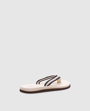 Brunello Cucinelli Бежевые шлепанцы Grosgrain в полоску MZUNAVH328