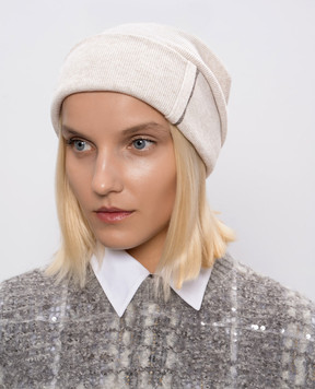 Brunello Cucinelli Бежева шапка з кашеміру з ланцюжком моніль M12163199