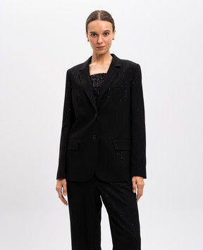 Twinset Чорний жакет з вовною з паєтками 242TT2160