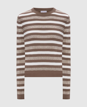 Brunello Cucinelli Коричневий джемпер в смужку M19251500P
