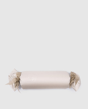 Blumarine Бежевая подушка-валик Caram с монограммой логотипа из кристаллов Swarovski H0100170019C009
