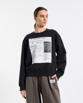 Maison Margiela MM6 Черный свитшот с принтом с логотипом S52GU0242M25012
