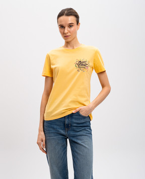 Etro Жовта футболка з вишивкою логотипа WRMA0006AK788