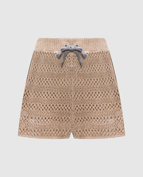 Brunello Cucinelli Бежеві ажурні шорти з льону та шовку MRA581189