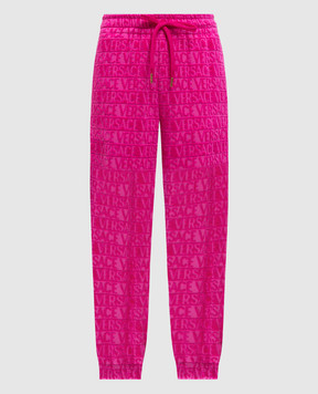 Versace Розовые махровые джогеры в логотипе шаблон. 10203371A14584