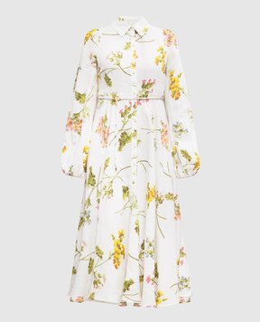 byTimo Біла сукня-сорочка з льоном в квітковий принт 2420574