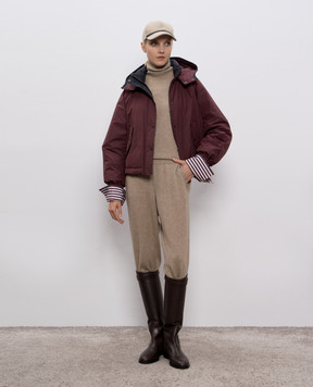 Brunello Cucinelli Бордова пухова куртка з ланцюжком моніль MG5017835P