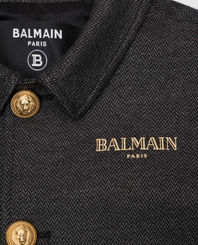 Balmain Дитяча сіра куртка з принтом логотипа BV2R37J04441214