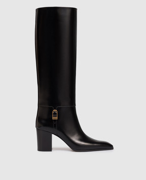 Saint Laurent Чорні шкіряні глянцеві чоботи JULIA 818207AAEHR