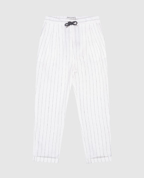 Brunello Cucinelli Детские белые брюки из льна в полоску BB401P113C