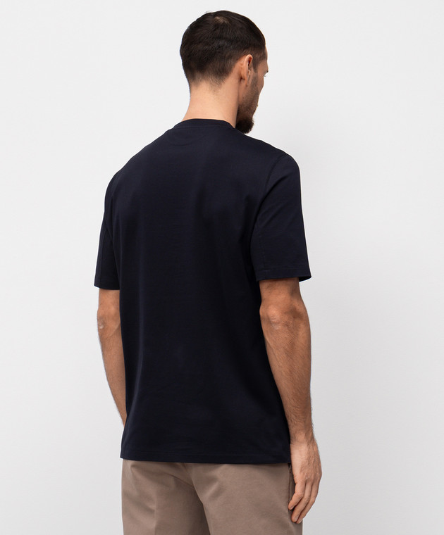 Brunello Cucinelli Синя футболка з принтом M0B138413 зображення 4