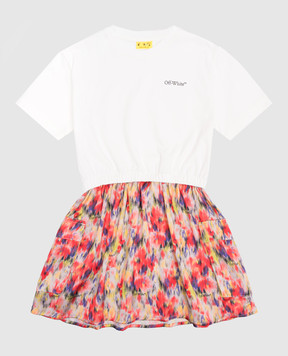 Off-White Детское платье Watercolor с логотипом OGDB06DS25FAB001