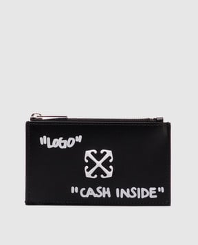Off-White Черный кожаный картхолдер Jitney OWND047C99LEA001