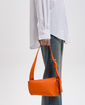 Alexander McQueen Помаранчева шкіряна сумка T-bar асиметричного крою 8135351VDCM