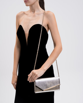 Jimmy Choo Сріблястий шкіряний клатч Emmie EMMIEGLE