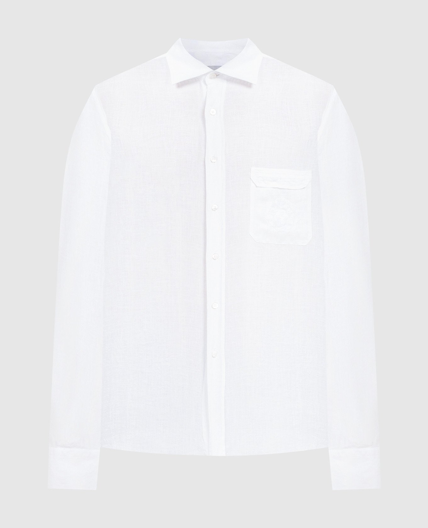 White linen shirt with logo embroidery