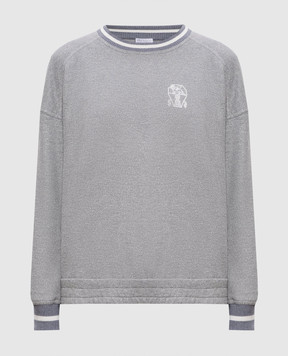 Brunello Cucinelli Сірий світшот з люрексом MP930SN900