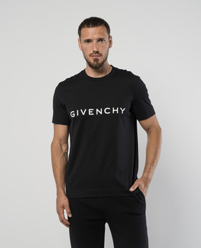 Givenchy Чорна футболка з принтом логотипа BM716G3YAC