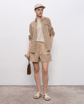 Brunello Cucinelli Бежева футболка з ланцюжком моніль MPT81BI100
