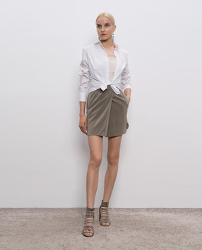 Brunello Cucinelli Юбка цвета хаки из шелка M0F51G2234