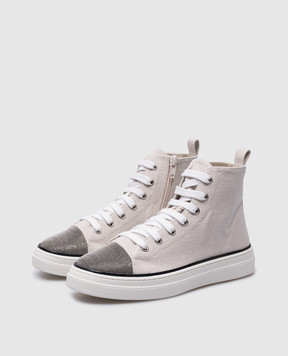 Brunello Cucinelli Детские бежевые хайтопы с цепочкой мониль BZ8581G247