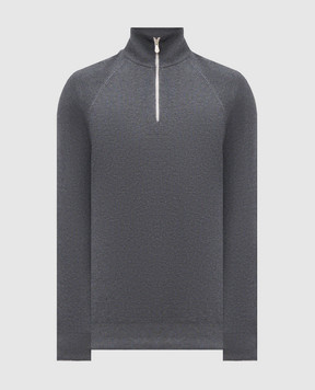 Brunello Cucinelli Сірий джемпер з блискавкою M29400104