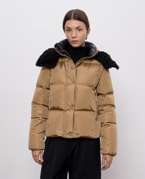 Moncler Бежевий укорочений пуховик Castelnou K20931A00150539ZD
