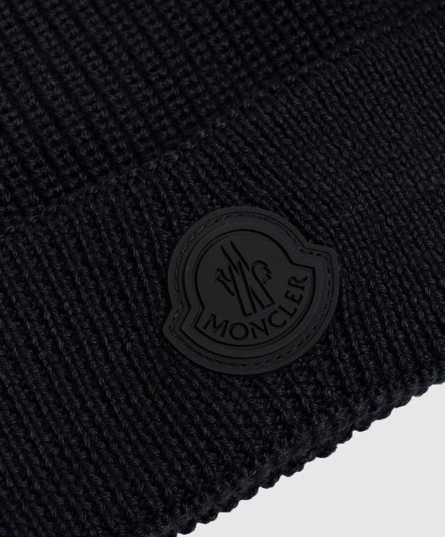 Moncler Черная шапка с шерстью с логотипом J20933B00045M1121 изображение 4